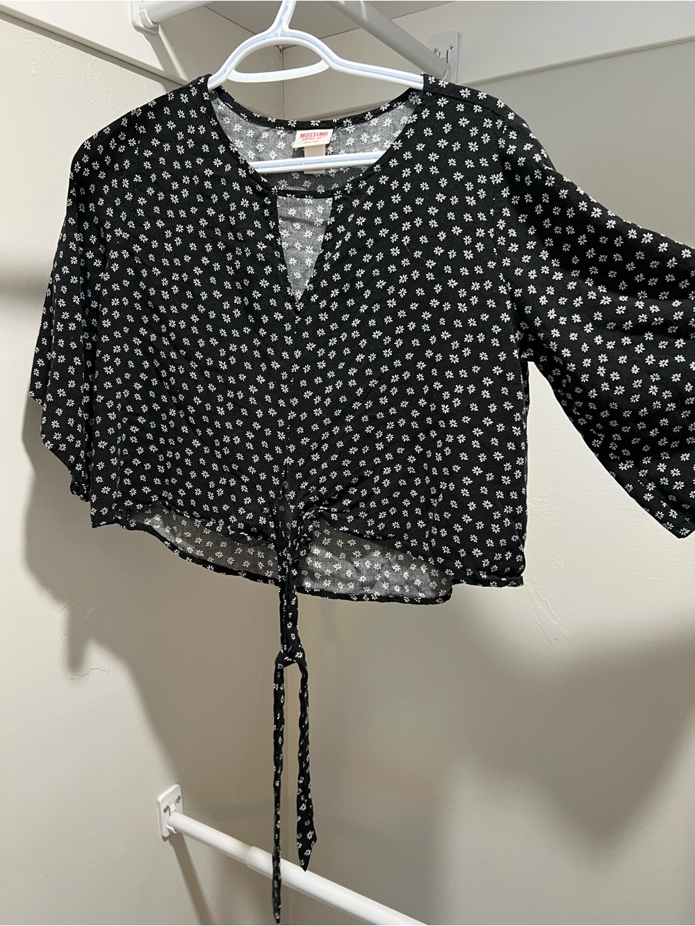 Mossimo Supply Co. Black Floral Tie-Front Crop Top